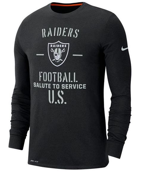 Nike Mens Oakland Raiders Salute To Service Dri Fit Cotton Long Sleeve