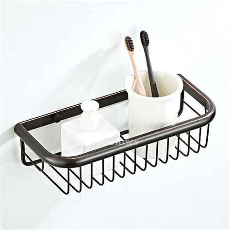 Inch Black Brass Wall Mounted Shower Caddy Basket Oil Rubbed Bronze