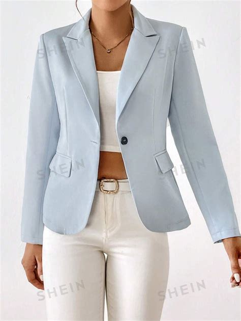 Shein Priv Solid Single Button Blazer Shein Usa