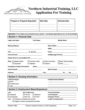 Fillable Online Nit New App Northern Industrial Training Fax Email