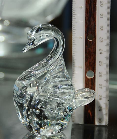 Clear Glass Swan Swan Paperweight Swan Figurine Controlled Etsy