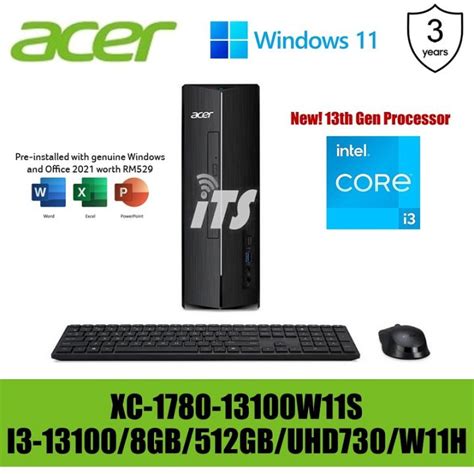 Acer Aspire XC 1780 13100W11 PC I3 13100 4GB Or 8GB 256GB Or 512GB UHD