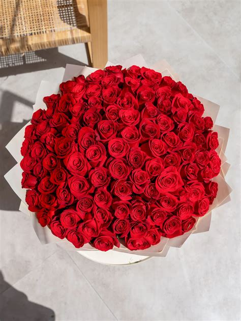 100 Red Rose Bouquet Rosa Bespoke Flowers