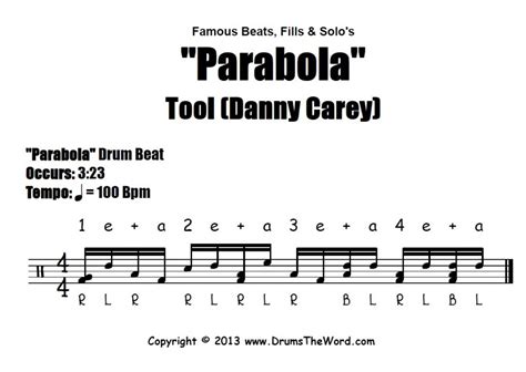 Parabola Tool Drum Beat Free Drum Lesson And Pdf Chart Notation Danny Carey Drumstheword