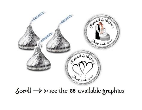 108 Wedding Hershey Kiss Candy Label Wrapper Favors Stickers Etsy