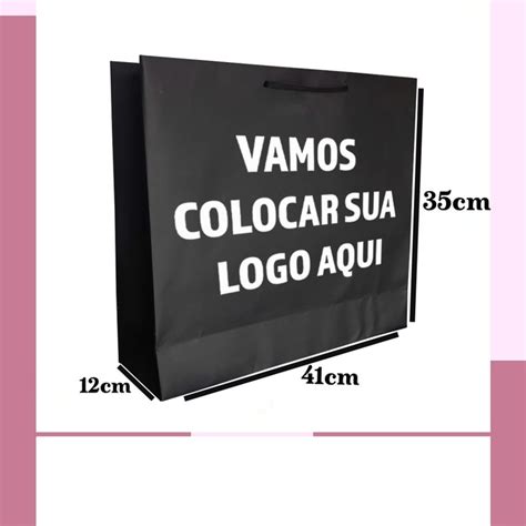 Sacolas De Papel Offset Preta Personalizadas X X Elo