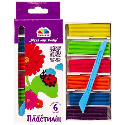 Пластилин восковый флуорисц."Творчість" 6 цветов, 90 г "Гамма" 400304 ...