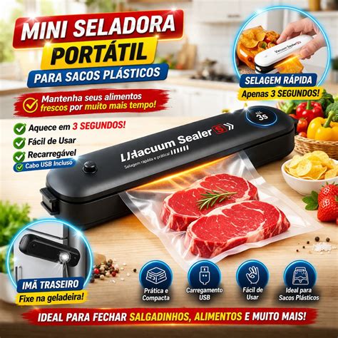 Seladora A Vacuo Profissional - Seladora a Vácuo Profissional Bivolt Alimentos Hermética Automática AI ...