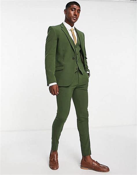 Asos Design Super Skinny Suit In Khaki Asos