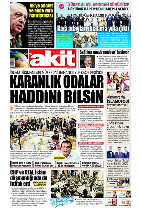 Yeni Akit Gazetesi 10 Mayıs 2024 Cuma Günü Manşeti