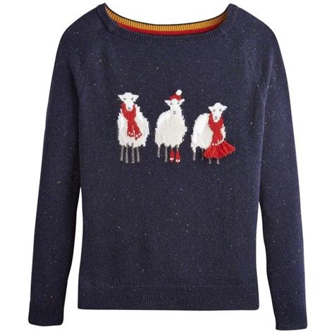 Joules Christmas Sheep Jumper Navy Womens Christmas Jumper Christmas