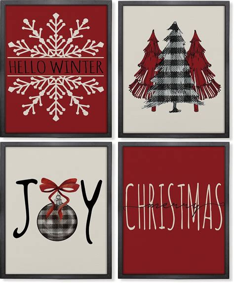 Goxfoc Christmas Wall Art Prints Decor Winter Christmas