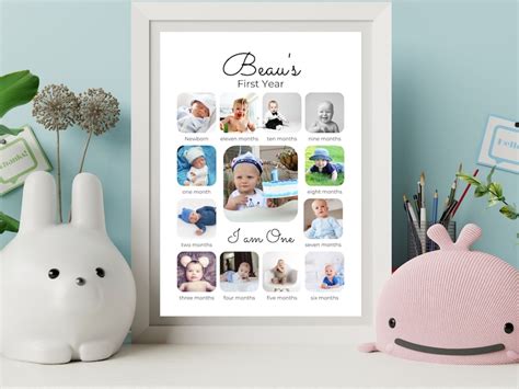 Baby S First Year Birthday Photo Collage Printable Etsy