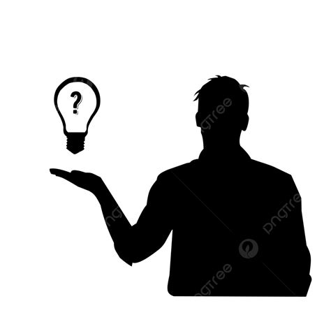 Silhouette Man Get Idea Vector Man Shilhouette Man Get Idea Bulbman