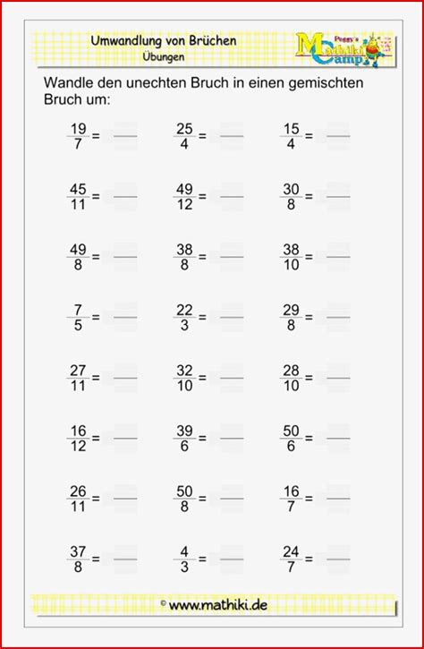 Faszinieren Arbeitsblatt Gemischte Zahlen Kostenlos F R Sie