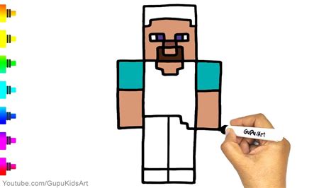 Minecraft Steve Drawing How To Draw Steve Easy Youtube