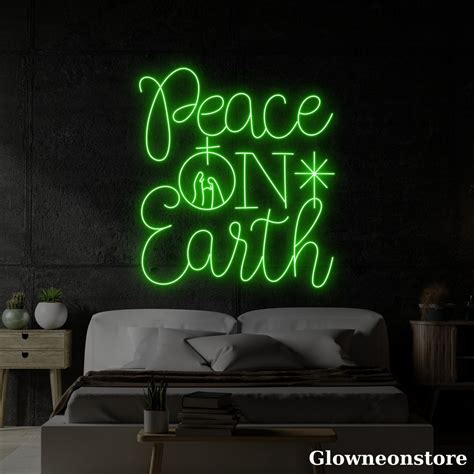 Peace On Earth Neon Sign Peace On Earth Led Sign Peaceful Etsy