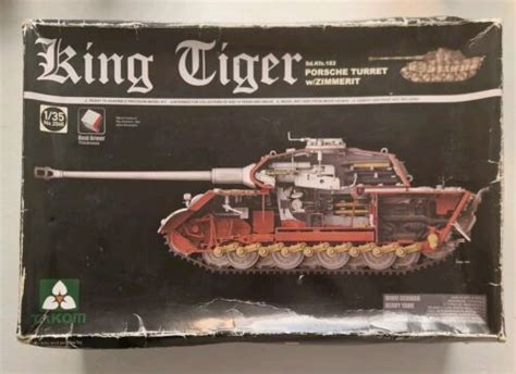 Takom 1 35 King Tiger SdKfz 182 Porsche Turret Zimmerit PART BUILT