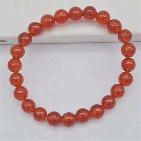 8MM Red Carnelian Round Beads GEM Bracelet Bangle Stretch 8 Inch