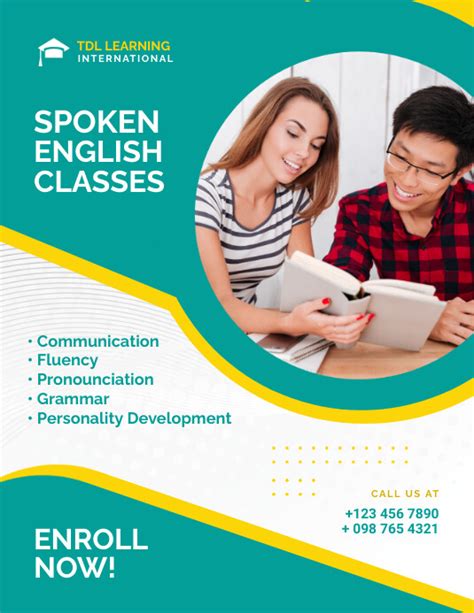 Green Spoken English Flyer Template Postermywall