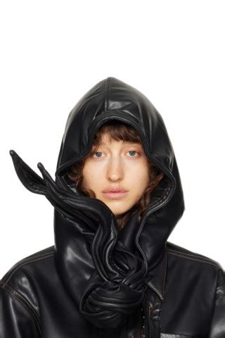 Black Wire Faux Leather Hood By Y Project On Sale