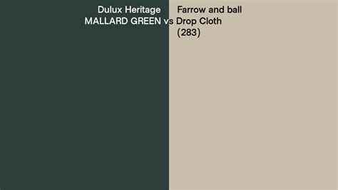 Dulux Heritage Mallard Green Vs Farrow And Ball Drop Cloth 283 Side By Side Comparison