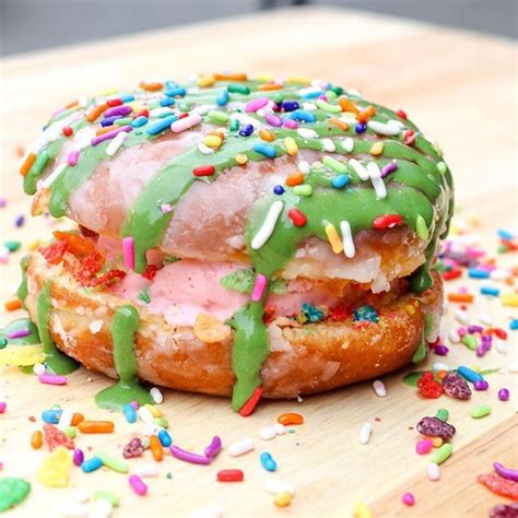 Fruity Duties One Of Our Signature Cremella Donut Ice Cream Sandwiches Fruity Pebbles Ice