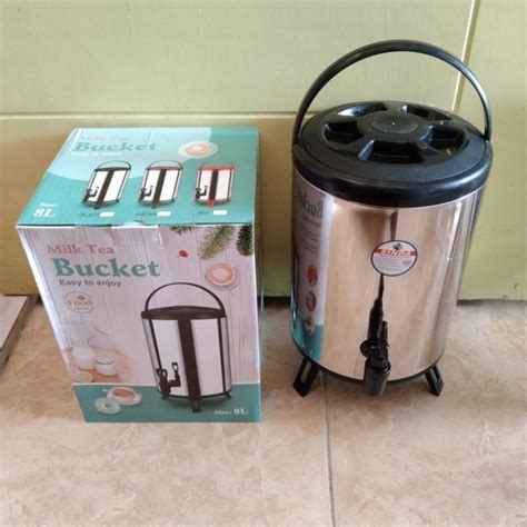 Jual Water Jug Drink Jar Milk Tea Bucket Stainless Steel 8L Polos