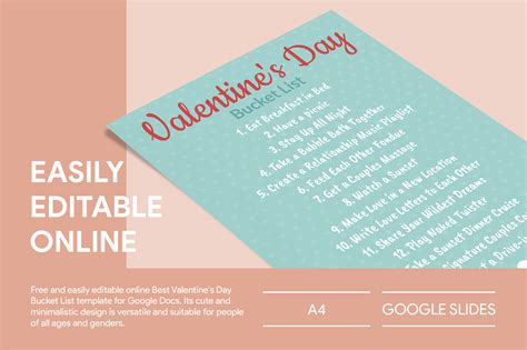 Free Editable Online Best Valentine S Day Bucket List Template Free