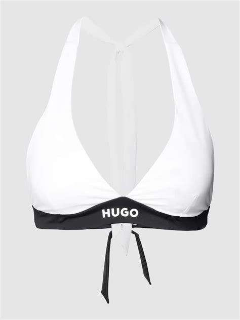 HUGO Bikini Oberteil mit Neckholder Modell HALTERNECK PURE weiß