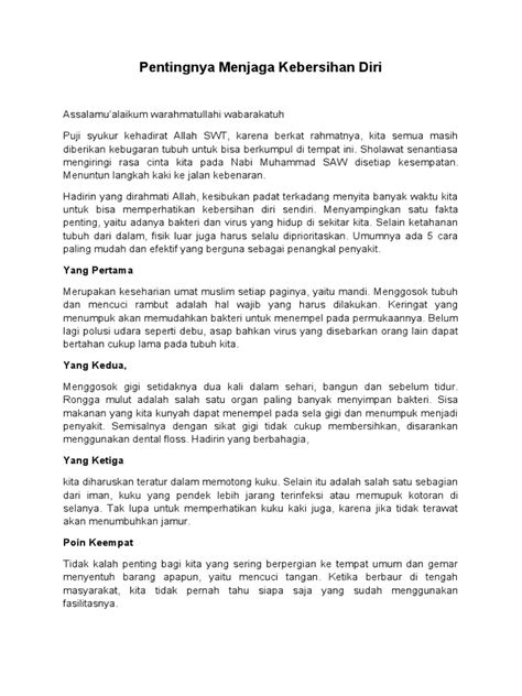 Pidato Pentingnya Menjaga Kebersihan Diri Pdf