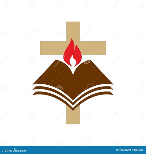 Church Logo The Cross Of Jesus And The Open Bible Stock Vector