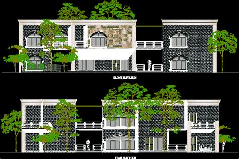 Country House Contemporary Style Front View DWG Elevation For AutoCAD