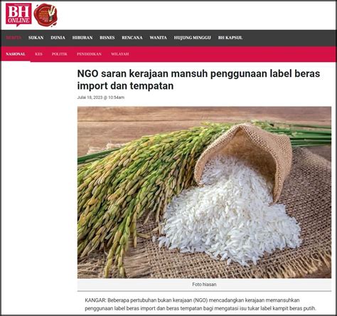 Ngo Saran Kerajaan Mansuh Penggunaan Label Beras Import Dan Tempatan