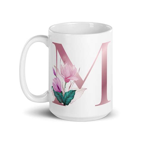 Personalized Monogram Letter M Mug Letter Mug For Her Gift Etsy