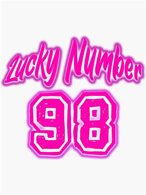 Pink Lucky Number 98 Sticker For Sale By Swiftjace Redbubble