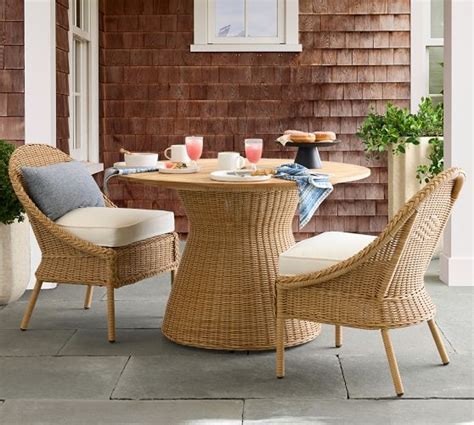 Westport Wicker Round Outdoor Dining Table Pottery Barn