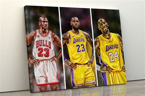 Michael JORDAN KOBE BRYANT & Lebron James Canvas Print | Etsy