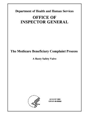 Fillable Online Oig Hhs The Medicare Beneficiary Complaint Process A