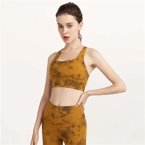 Al Yoga Tie Dye Cross Back Yoga Bra Brushed Nude High Intensity Fitness