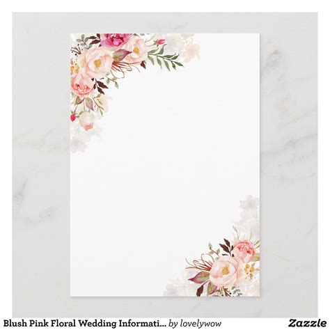 Blush Pink Floral Wedding Information Guest Enclosure Card Zazzle