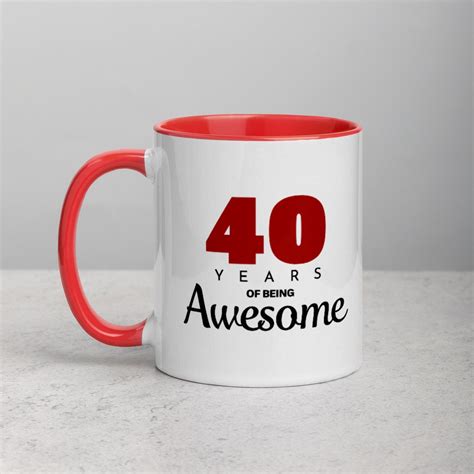 40th Birthday Mug With Color Inside Turning 40 40 Years Old Etsy