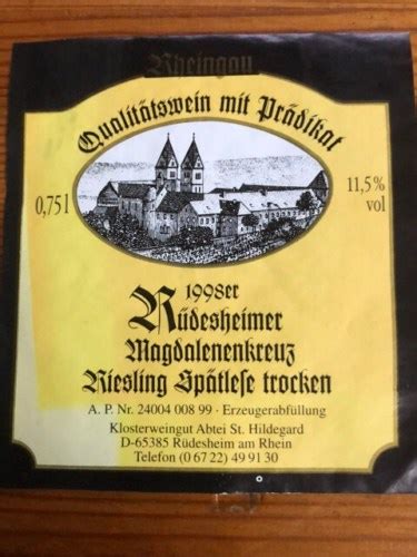 Abtei St Hildegard R Desheimer Magdalenenkreuz Riesling Sp Tlese