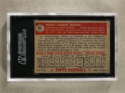 Topps Mickey Mantle Sgc Rookie Matthew Bullock Auctioneers