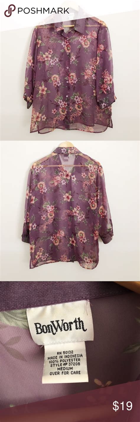 Bon Worth Sheer Button Up Blouse Bon Worth Clothes Design Fashion