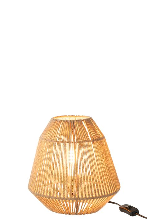 Lampe De Table Rustique Beige En Corde Jolipa Tina Lampesenligne Fr