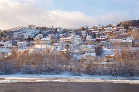 Winter View of Houses in Trondheim City Norway Stock Image - Image of season, water: 35595823