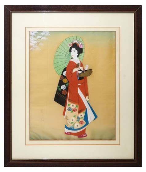 Geisha In Traditional Dress Early Th Century Tempera On Silk