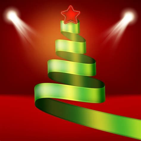 Premium Vector Christmas Tree From Green Ribbon And Star