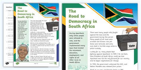 The Road to Democracy in South Africa – Activity Sheet